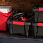 IRIS USA 13 QT Plastic Storage Box with Lid and Latches - 6 Pack - BPA-Free, Garage Organizing Solution, Durable Nestable Stackable Containers, Secure Pull Handle - Black - size: 13 Qt, style: 6 Pack