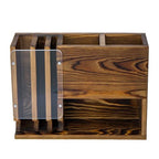 MyGift Wall-Mounted Remote Control Holder with Battery Storage Organizer, 2 Slot TV Remote Caddy, Rustic Burnt Wood, for Office, Home