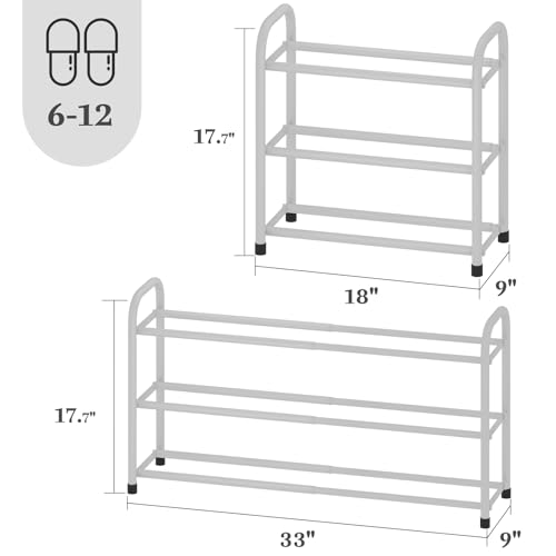 Expandable Shoe Rack, 3-Tier Metal Small Shoe Rack, Adjustable Shoes Organizer, Storage Shelf for Closet, Entryway, White - color: White, size: 3-Tier