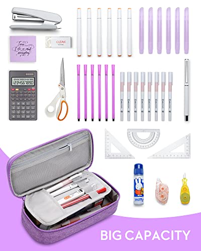 YOKUMA Pencil Case,Large Capacity Pencil Pouch,Aesthetic Zipper Pencil Box, Back to School Supplies for College Student Teen Adults,Travel Essentials,Electronic Cable Organize - color: Purple