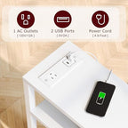 Narrow Side Table with Charging Station Slim End Table Sofa with Magazine Rack, Bedside Table for Small Spaces, 3 Tier Nightstand for Living Room Couch, Bedroom White LET503WE - color: White