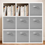 11 Inch Fabric Storage Bins, Storage Cubes, Collapsible Cube Storage Box, Fabric Closet Organizers with Handle for Home, Office, Shelf, Closets, Bedroom, Living Room, Grey, 7 Pack - size: 7 PACK