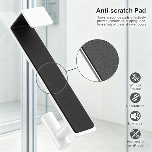 HUFEEOH 2-Pack Over The Door Hooks, Stainless Steel Door Hanger for Towels & Coats, Bathroom Towel Rack Coat Rack, Tool-Free Hooks for Hanging (White, Fits 1-3/4" Thick Door -T Shape 2 Pack) - color: White, size: Fits 1-3/4" Thick Door - "T" Shape 2 Pack