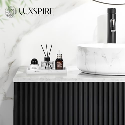 Luxspire Bathroom Vanity Tray - 2 Pack (7.9" x 4") Silicone Soap Dish for Kitchen Countertop, Bathroom Counter Tray for Soap Dispenser Perfume Jewelry Accessories, Marble White - color: Marble White, size: 7.87 × 3.94 × 0.79 in