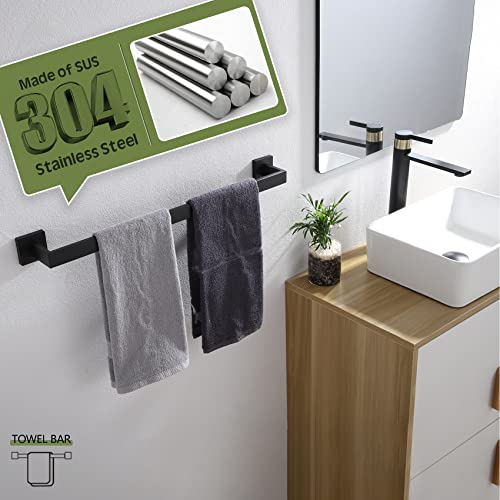 KOKOSIRI 24-Inch Single Towel Bar, Bathroom Kitchen Towel Holder, Wall Mounted SUS304 Stainless Steel Towel Rack, Matte Black, B4003BK-L24 - color: Matte Black, size: 24-Inch
