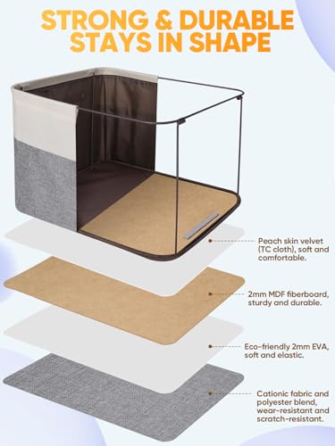 BALEINE 2 Pack Fabric Closet Storage Bins for Shelves, Linen Closet Organizers and Storage, Decorative Baskets for Organizing, Shelf, Clothes, Home, Office (Grey, 12"x8"x8") - color: Grey, size: 2PCS/Small-12x8x8