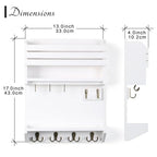 Key Holder, Wall Mounted Mail Organizer, Keys Holder on Wall with 9 Key Hooks, White - color: White