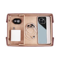 PU Leather Valet Tray Small NightStand Bedside Entry Table Trya with Partition for Phone Jewelry Glasses Keys and Coins Father's Day Birthday Gifts (Brown and Pink) - color: Brown and Pink