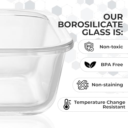 Zulay Kitchen 5 Piece Large 36oz Glass Tupperware Container Set with Lids - Premium BPA Free Borosilicate Glass Food Storage Containers - Leak-Proof Meal Prep - Microwave, Freezer & Oven Safe - Gray