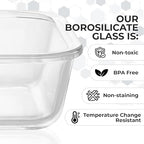 Zulay Kitchen 5 Piece Large 36oz Glass Tupperware Container Set with Lids - Premium BPA Free Borosilicate Glass Food Storage Containers - Leak-Proof Meal Prep - Microwave, Freezer & Oven Safe - Gray