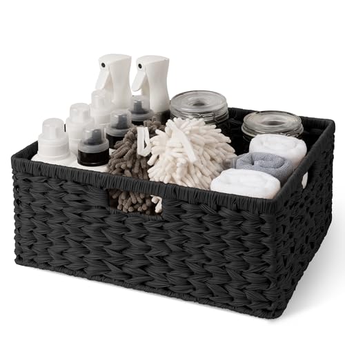 GRANNY SAYS Storage Basket for Organizing, Wicker Storage Basket for Shelf, Large Wicker Baskets for Organization, Decorative Baskets for Living Room and Entryway, 1-Pack - color: Black, size: 16 ½"L x 13"W x 7 ½"H