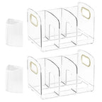 2pcs Mail Organizer File Sorters, Acrylic File Organizer with Pen Holder, Desk Clear Purse Handbag Storage Desktop Divider for Home Office Supplies 3 Sections