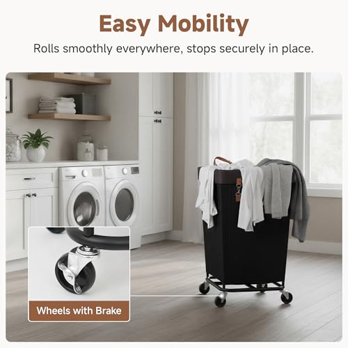 StorageWorks 160L Laundry Basket with Wheels, Large Rolling Hampers for Clothing Organizer, Dirty Clothes Basket for Hotel, Home, Closet, Dorm, Black - color: Black, size: 160L