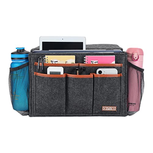Zafit Bedside Caddy, Large Size Bedside Storage Organizer Bedside Organizer Caddy for Magazine Remotes Phone (13.4'' x 18.1'' Plus Size, Dark Grey) - color: Dark Grey, size: 13.4'' x 18.1'' Plus Size
