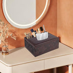 Tissue Box Cover Rectangle Retro Tissue Box Holder PU Leather Facial Tissues Organizer,Multifunctional Remote Control Stationery Storage Box,Home Office Supplies Car Napkin Caddy - color: Multifunctional Tissue Box-retro