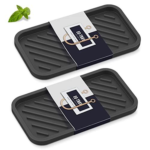 EG-SIPRO Kitchen Sink Organizer Tray,Sponge Holder for Kitchen Sink Bathroom Counter Tray Sponge Caddy Silicone Soap Holder for Soap dispenser, Bottle, Dishwashing Accessories(2-pack) - color: Blbl, size: 10×5.2inch