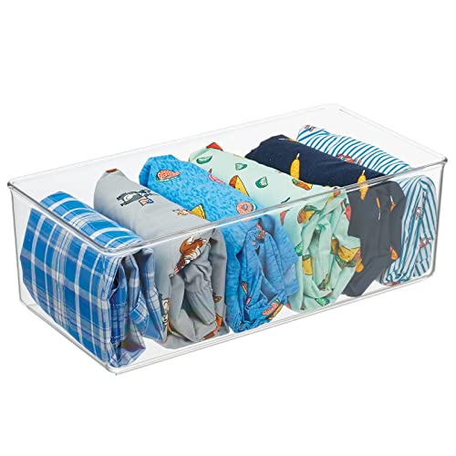 mDesign Long Plastic Drawer Organizer Box, Storage Organizer Bin Container; For Closets, Bedrooms, Use for Leggings, Socks, Ties, Jewelry, Accessories - Lumiere Collection - 6 Pack - Clear - size: 12 x 6 x 4 (Pack of 6)