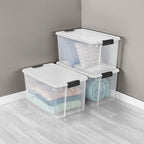 Sterilite 8-Pack 70 Quart Ultra Latch Box, Clear Storage Organizer Bins with Latching Lids - Stackable Plastic Containers for Home Organization in Garage, Attic, Basement, and Closet - size: 70 Quart
