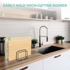 Cutting Board Holder Stand, Countertop Cookie Sheet Organizer, 6 x 6 x 3.9 in. Cookware Organizer for Baking Cookie Pan Small Racks Storage Kitchen Cabinet (Black)