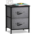 Sorbus Nightstand with 2 Drawers - Bedside Furniture End Table Night Stand with Steel Frame, Wood Top & Easy Pull Fabric Bins - Small Dresser & Chest for Home, Bedroom Accessories & Office - color: Black, style: 2 Drawer
