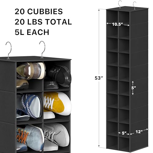 Simple Houseware 20 Section Shelves Hanging Shoes Organizer Holder for Closet, Black - color: Black