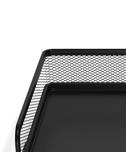 TRU RED Side‑Load Stackable Metal Letter Tray, Matte Black, 2‑Pack – Desktop Paper Organizer for Office Files & Documents