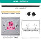 HOLDN’ STORAGE Hanging Closet Organizer with Garment Rod – Heavy Duty 4-Shelf Hanging Shelves for Clothes, Sweaters & Shoes, Reinforced 600D Fabric Storage Unit with Built-in Clothing Rod, Grey - size: 4 Shelves