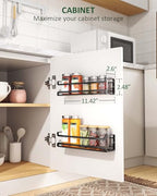 Doakhirmit Wall Mounted Spice Rack with 16 Hooks, Rustic Wood Spice Organizer Shelf for Stove Cabinet Pantry Door,Screw or Adhesive Hanging Spice Shelf,Wall Spice Rack in Kitchen and RV,6 Pack - size: 6 Pack