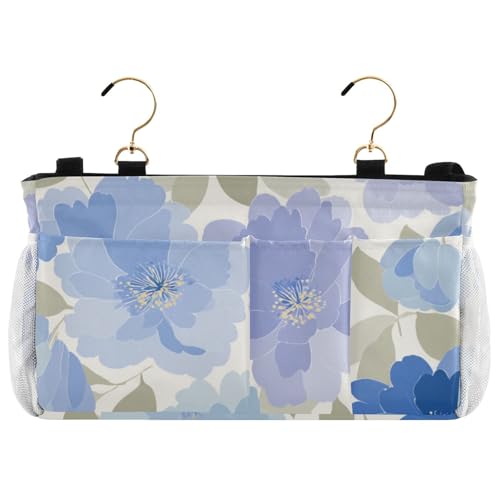 Bedside Caddy Metal Frame Hanging Organizer Bunk Bed Dorm Accessories Hook And Loop Storage Bag Large Pockets Beige Cornflower Pattern - color: Beige Cornflower Pattern