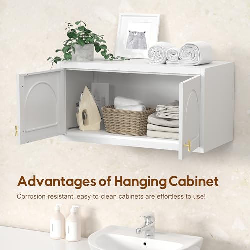 UNICOLY 15" Wall Mounted Storage Cabinet, Small Armoire Wardrobe Closet, Small Hanging Cabinet for Bedroom School, Employee, Gym, Armarios De Ropa para Dormitorio, Assembly Required, White - color: White, size: 15.74 Inch arched-J with 0 Drawers