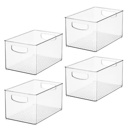 iDesign Stackable Clear Plastic Bin - Kitchen Organizers and Storage for Fridge and Pantry, 4-Pack - style: Pack of 4