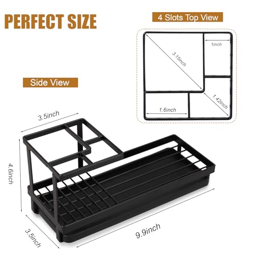 Toothbrush Holders for Bathrooms, Carbon Steel Tooth Brushing Holder Electric Toothbrush and Toothpaste Organizer Bathroom Accessories for Countertop, Shower, Sink - Matte Black - color: Black, size: Small