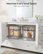 Vtopmart Stackable Storage Drawers Set of 5, Clear Plastic Organizer Bins for Baby Bottle, Beauty Supplies Storage, Ideal for Kichen Countertop, Vanity, Bathroom, Cabinet, Pantry Organization - style: 2 Small+2 High+1 Wide