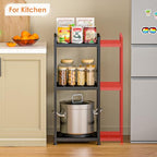 3-Tier Expandable Storage Shelves, 110LBS Heavy Duty Metal Shelving Unit, Adjustable Laundry Room Organization and Storage Shelf Rack,Ideal Narrow Bathroom Kitchen Laundry Room Organizer,Free-Standing - size: 3 Tier：11.8"D x 15.8"W x 31.5"H
