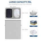 Dual Section 90 liter/23.8 gallon Laundry Hamper Separation Basket with lid, 2 Removable Washing Bags with Handles,Large Laundry Sorter for Easy Clothes Separation - Gray - size: 2 Section,Gray