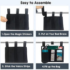 Bedside Storage Bag, Multiple Pocket Hanging Organizer with Adjustable Fasteners Space Saving Bedside Caddy for Bunk Hospital Beds Dorm Bed Rails