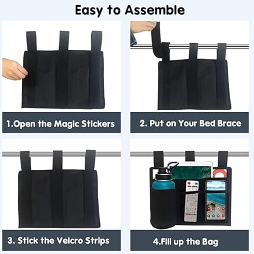 Bedside Storage Bag, Multiple Pocket Hanging Organizer with Adjustable Fasteners Space Saving Bedside Caddy for Bunk Hospital Beds Dorm Bed Rails