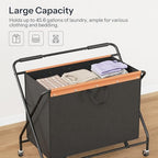 HOOBRO 172L Collapsible Laundry Basket with Wheels and Handle, Rolling Laundry Cart with Removable Liner Bag, Folding Laundry Hamper for Laundry, Bathroom, Bedroom, Black BB13XY01