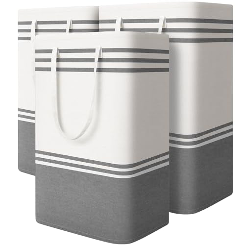 3 Pack Large Laundry Baskets, Laundry Hampers, Freestanding Waterproof Collapsible Clothes Bag with Extended & Reinforced Handles - Clothes Basket for Dorm, Bathroom, Home (88L) - size: 3 x 88L