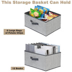 Storage Baskets, 15.7 Inch Woven Fabric Bins, Storage Cubes with Reinforced Handles, Organizer Bins for Closet Shelves, Foldable, for Toys, Clothes (3PCS/Grey-15.7*11*7.8inch)