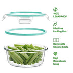 HOMBERKING 24pc Glass Food Storage Containers with Lids, Glass Meal Prep Containers, Airtight Bento Boxes, BPA Free & Leak Proof, Pantry Kitchen Storage(12 lids & 12 Containers) - Blue - color: Blue