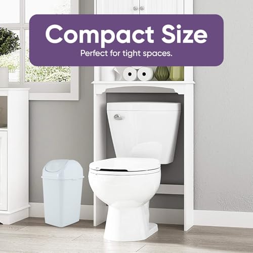 Superio Medium Trash Can with Lid 4.5 Gallon Plastic Swing Top Garbage Can Slim Waste Bin for Under Sink/Cabinet, Laundry Room, Kitchen, Office, Bedroom, Bathroom, College Dorm, 18 Qt, White, 2 - size: 4.5 Gallon, style: 2 Pack