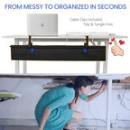36" Under Desk Cable Management Tray- Clamp/Screw Mount Desk Cable Organizer Cable Tray Hiders for Office&Home - size: 36"L x 5.5"W