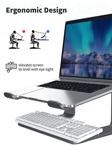 SOUNDANCE Laptop Stand, Aluminum Computer Riser, Ergonomic Laptops Elevator for Desk, Metal Holder Compatible with 10 to 15.6 Inches Notebook Computer, Black - color: C-Grey, size: For 10 to 15.6 Inches Laptop