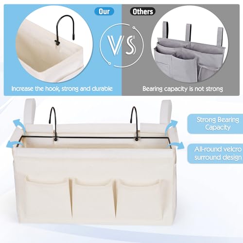 Bedside Storage Caddy/Bedside Hanging Storage Bag for Headboards Bunk Beds Dorm Rooms Book Phone Magazine Holder (New White) - color: New White