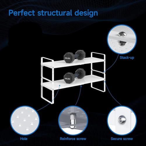 Expandable Cabinet Shelf Organizer Adjustable Metal Spice Rack Stackable Freestanding Counter Storage Shelves for Kitchen Cabinet Under Sink Office Desk (White - 3Pack - L16.5-27'' * W10.2'' * H9.6'') - color: White - 3pack - L16.5-27'' * W10.2'' * H9.6''