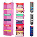 Handy Laundry Hanging Clothes Organizer for Kids - 6-Shelf Closet Daily Clothing Organization Labeled Shelves with Days of The Week Monday Through Friday, Weekday and Weekend (Pink) - color: Pink