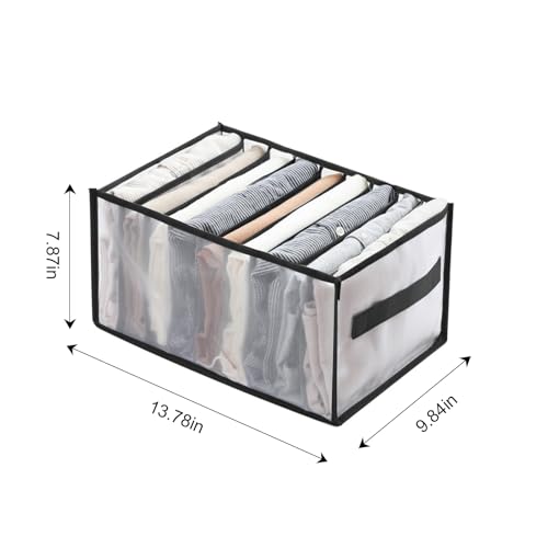 9 Compartment Clothing Organizer for Jeans and Shirts Storage Box with Handles Closet Drawer Solution for Home Use (Black) - color: Black, size: 5.4X3.1X3.8inch