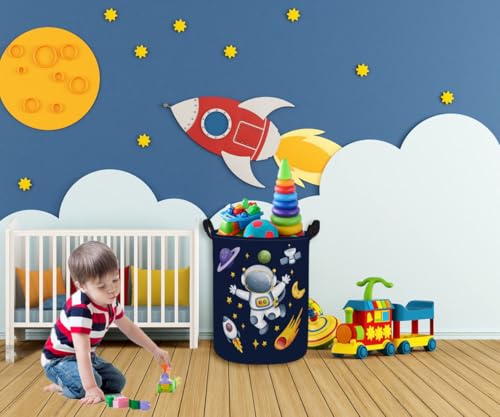 ESSME Kids Laundry Basket,Space Hamper Collapsible Canvas Waterproof Storage Bin for Boys, Nursery Hamper,Gift Baskets,toy bins(Astronaut) - color: Astronaut
