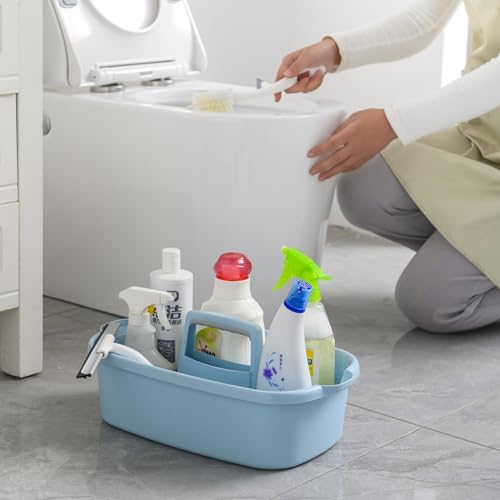 ALINK Plastic Cleaning Storage Caddy with Handle, Large Shower Caddy Basket Organizer for Dorm, Bathroom, Tool, Garden, Kitchen, Cleaning Supplies - Transparent Gray - color: Transparent Gray